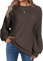 Zeagoo sweter damski oversize, gruba dzianina, brązowy, L