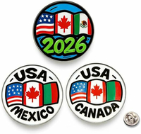 ZENRUIMING zestaw 3 przypinek piłkarskich 2026 – odznaki kibica USA, Kanada, Meksyk
