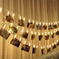 Zestaw 20 lampek LED klipsy fotograficzne Enjoy Life ciepłe światło