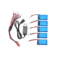 Zestaw akumulatorów LiPo z ładowarką USB RM2427 do Hubsan widok z przodu
