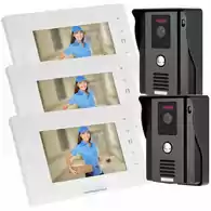 Zestaw wideodomofon KKmoon S780-EU Night Vision 3 monitory 2 rejestratory widok zestawu