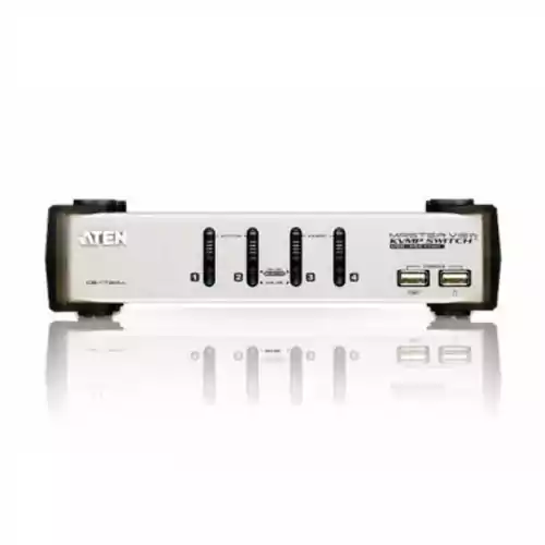 4-portowy przełącznik PS / 2-USB VGA / Audio KVMP ATEN CS1734A widok z przodu.