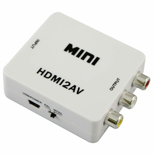 Adapter konwerter HDMI do AV RCA CVBS - HD16 widok z przodu