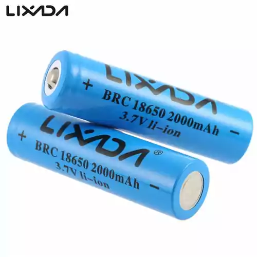 Akumulator bateria litowo-jonowa Lixada BRC 18650 2000mAh 3.7V 2 sztuki widok z przodu