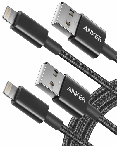 Anker kabel USB-A Lightning 2 szt. 1,8 m, nylon, MFi, czarny
