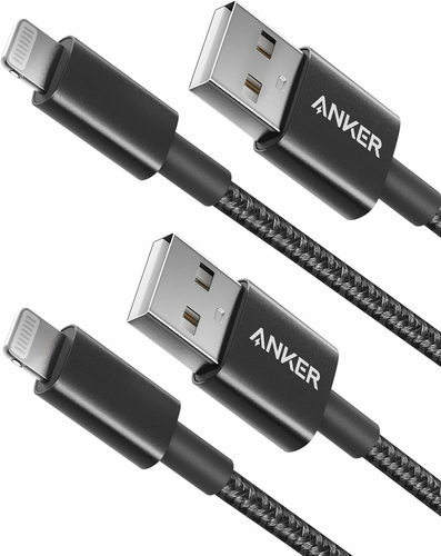 Anker kabel USB-A Lightning 2 szt. 1 m, nylon, MFi, czarny