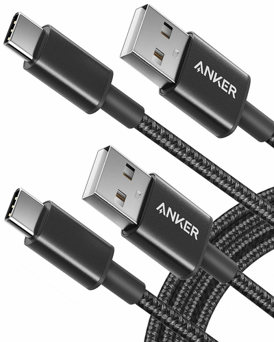 Anker Kabel USB-C nylonowy 1,8 m – zestaw 2 szt., czarny