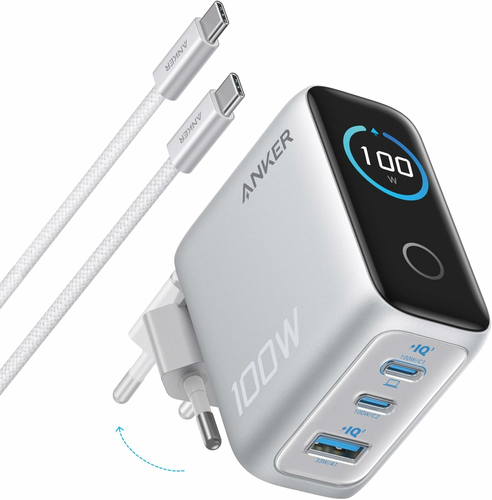 Anker ładowarka USB-C 100 W GaN z wyświetlaczem, 3 porty