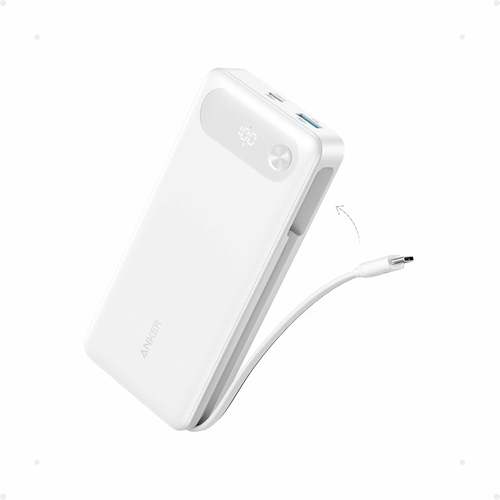 Anker powerbank 20000 mAh 87 W z wbudowanym kablem USB-C, biały