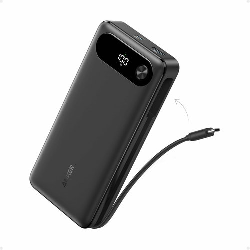 Anker powerbank 20000 mAh 87 W z wbudowanym kablem USB-C, czarny