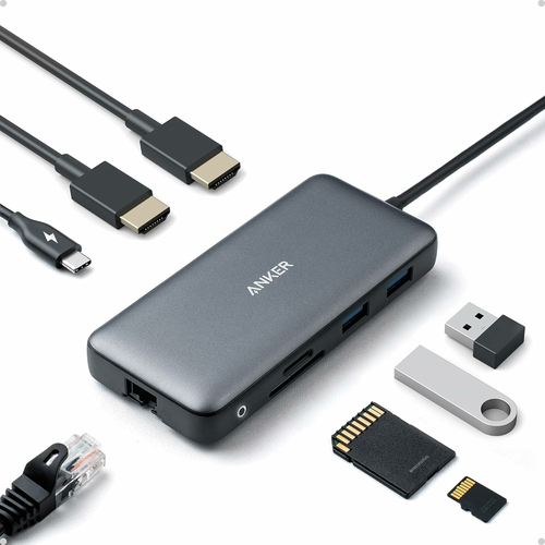 Anker PowerExpand hub USB-C 8 w 1, podwójny HDMI 4K, Ethernet