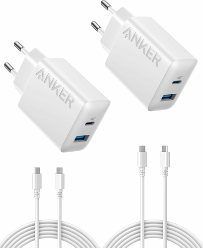 Anker zestaw 2x ładowarka USB-C 20 W + kabel 1,5 m, biała
