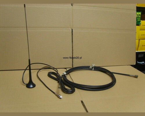 Antena magnetyczna dookólna 13dB +kabel widok z kablem fme widok z przodu