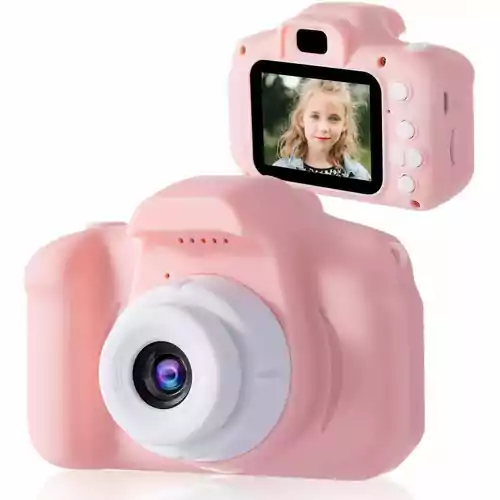 Aparat cyfrowy kamera dla dzieci HD 1080P różowy widok z przodu