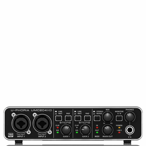 Behringer U-Phoria UMC204HD Interfejs Audio MIDI widok z przodu