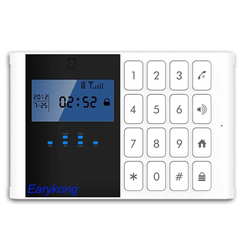 Bezprzewodowa centralka do systemu alarmowego GSM Earykong M2C LCD 433MHz widok z przodu.