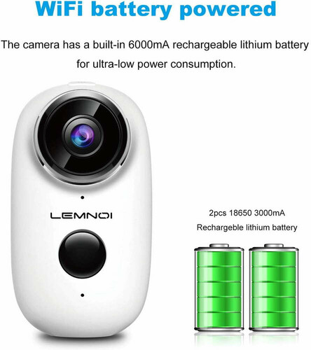 Bezprzewodowa zewnętrzna kamera na baterie Lemnoi A3 widok baerii