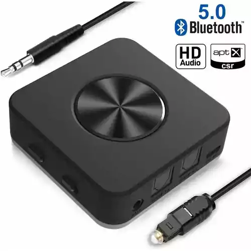 Bezprzewodowy nadajnik i odbiornik audio Yuanguo Bluetooth 5.0 aptX HD widok z przodu