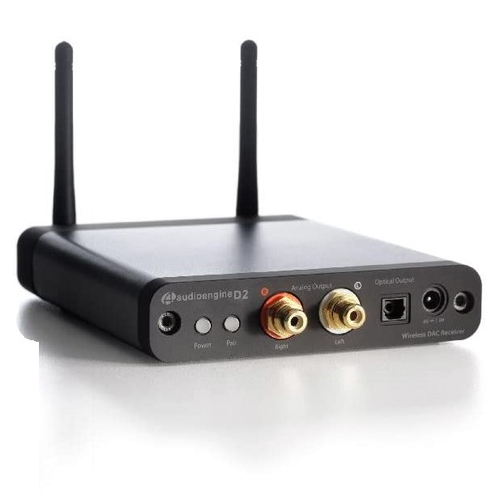 Bezprzewodowy przetwornik audio Audioengine D2 Wireless DAC szary widok z przodu.
