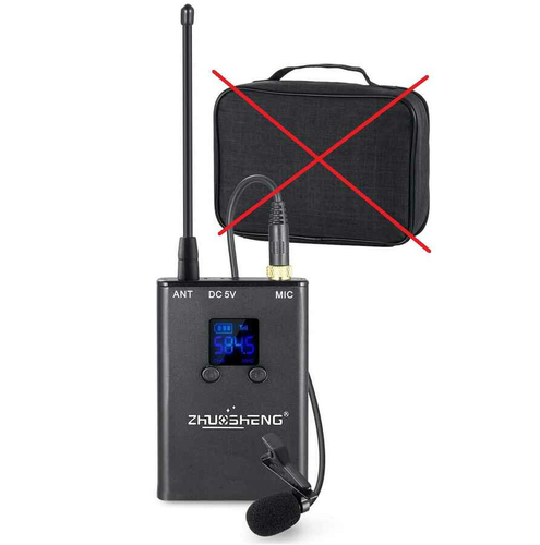 Bezprzewodowy rejestrator audio do mikrofonu ZHUOSHENG 20CH UHF iPhone YouTube Vlog widok z przodu.
