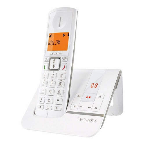 Bezprzewodowy telefon stacjonarny Alcatel Versatis F230 brązowy widok z przodu