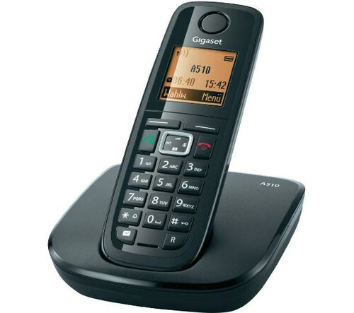 Bezprzewodowy telefon stacjonarny Gigaset A510 bez klapki widok z przodu