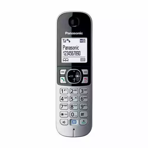 Bezprzewodowy telefon stacjonarny Panasonic KX-TGA682EX srebrny widok z przodu