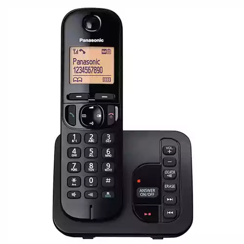 Bezprzewodowy telefon stacjonarny Panasonic KX-TGC220G czarny widok z przodu
