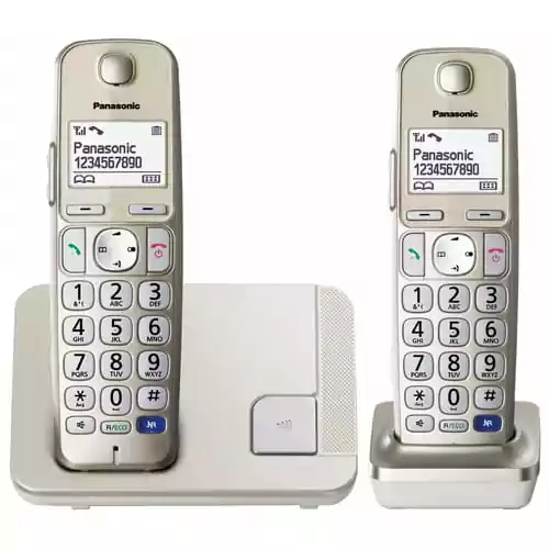 Bezprzewodowy telefon stacjonarny Panasonic KX-TGE212 widok z przodu