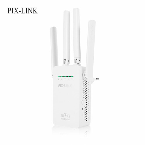 Bezprzewodowy wzmacniacz sygnału WiFi repeater Pix-Link LV-WR09 widok z boku