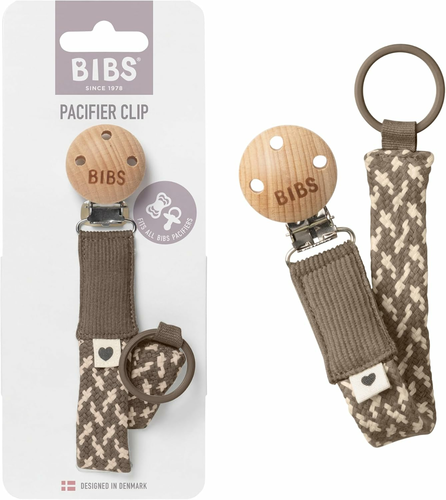 BIBS Pleciona zawieszka do smoczka - Dark Oak/Vanilla