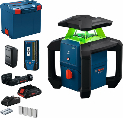 Bosch GRL18V-3-31G – laser obrotowy zielony, odbiornik LR3-2, akumulator 4 Ah, L-BOXX