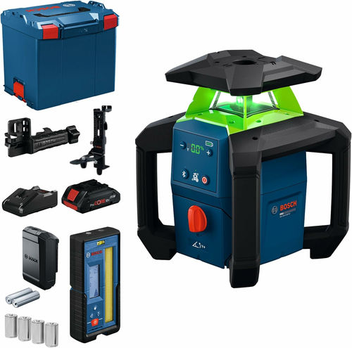 Bosch GRL18V-4-34CVG – laser obrotowy zielony z odbiornikiem LR 45, akumulator 4 Ah