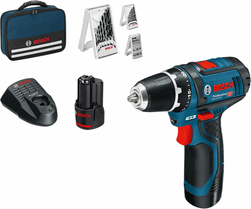 Bosch Professional GSR 12V-15 2x2,0 Ah – wiertarko-wkrętarka z osprzętem 39 szt.