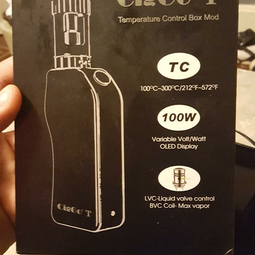 Box Mod CiGO T 100W TC BVC Coil Kit widok z przodu.