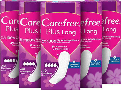 Carefree Wkładki higieniczne Plus Long 5x40 szt.