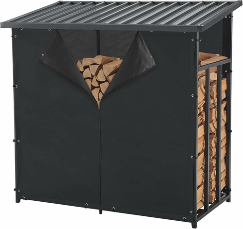casa.pro 145x143x70 cm – stojak na drewno opałowe z dachem