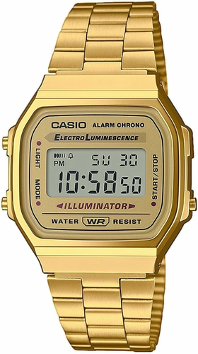 Casio A168WG-9EF Vintage - zegarek unisex cyfrowy, złoty