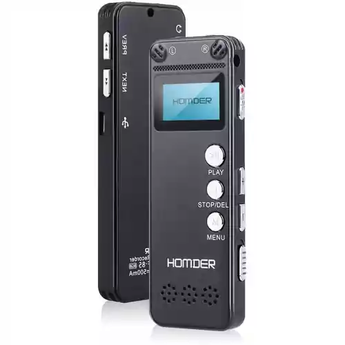Cyfrowy dyktafon profesjonalny Homder aktywowany głosem 8GB USB MP3 HD widok z przodu
