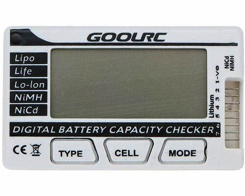 Cyfrowy miernik pojemności baterii GoolRC LIPO LIFE RM4155 widok z przodu