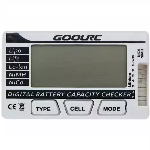 Cyfrowy miernik pojemności baterii GoolRC LIPO LIFE RM4155 widok z przodu