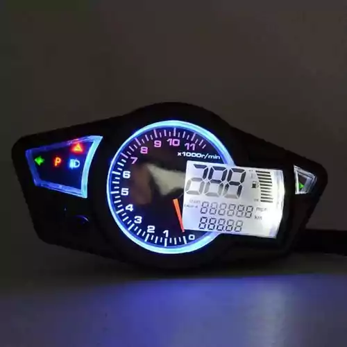 Cyfrowy prędkościomierz motocyklowy Chudan CYHF15 0-11000 RPM widok z przodu