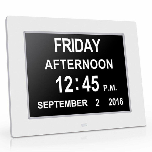Cyfrowy zegar kalendarzowy z dużym wyświetlaczem Digital Day Cloc widok  z przodu k