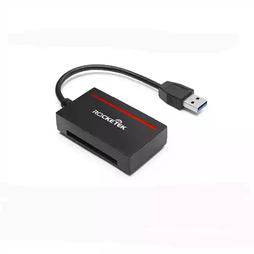 Czytnik kart konwerter USB 3.0 na SATA Rocketek RT-CFST widok z przodu