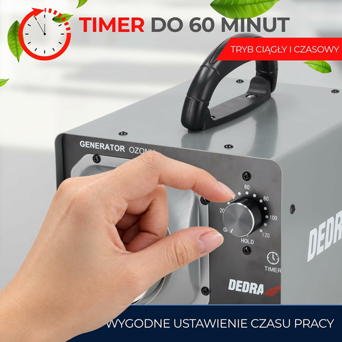 DEDRA DED6632 generator ozonu 20 000 mg/h z timerem 120 min i rurą 150 cm