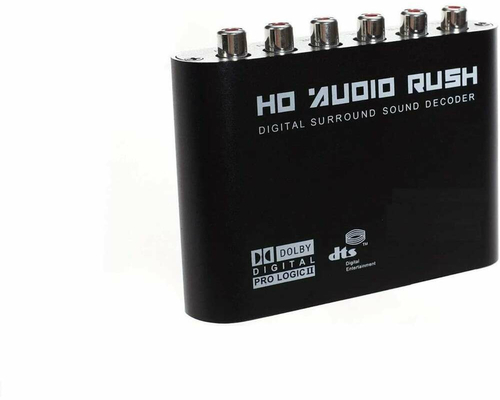 Dekoder optyczny cyfrowy dźwięku 5.1 6RCA SPDIF DTS AC3 widok z przodu