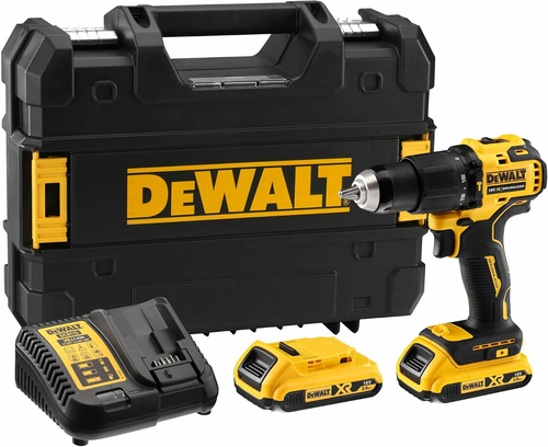DeWALT DCD709D2T wiertarko-wkrętarka udarowa XR 18V 65 Nm – 2x2 Ah, ładowarka, TSTAK