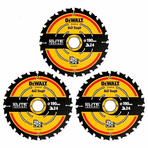 DeWALT DT10399-QZ – zestaw 3 tarcz do drewna 190 x 30 mm, 24 zęby