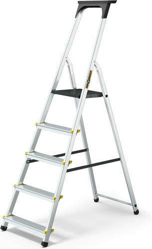 Drabest Pro drabina aluminiowa 5-stopniowa z platformą, 150 kg