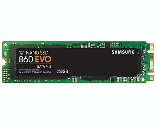 Dysk wewnętrzny SSD M.2 Samsung 860 EVO 250GB widok z przodu